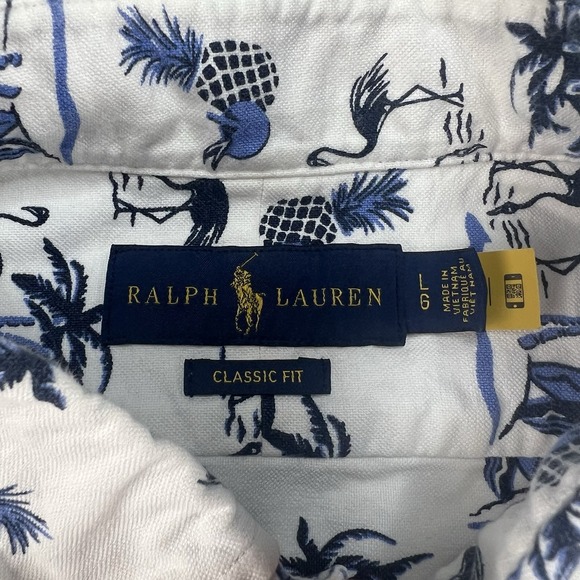 Ralph‎ Lauren Shirt Mens Large Button Up Classic Fit Flamingo Hawaiian - Picture 4 of 8